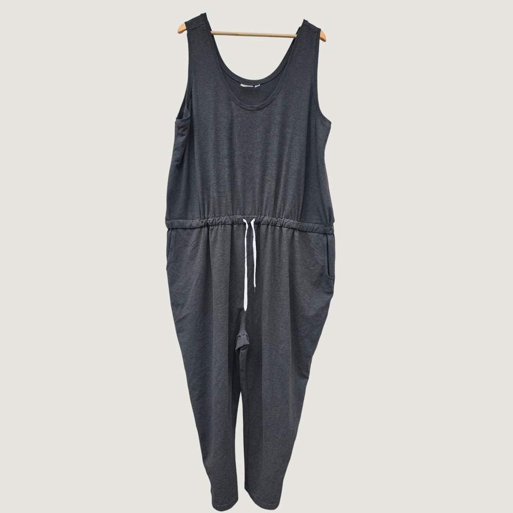 Zella Jumpsuit Womens 3X Gwen Sleeveless Drawstring Pockets Jersey Heather Gray